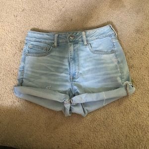 american eagle light jean shorts